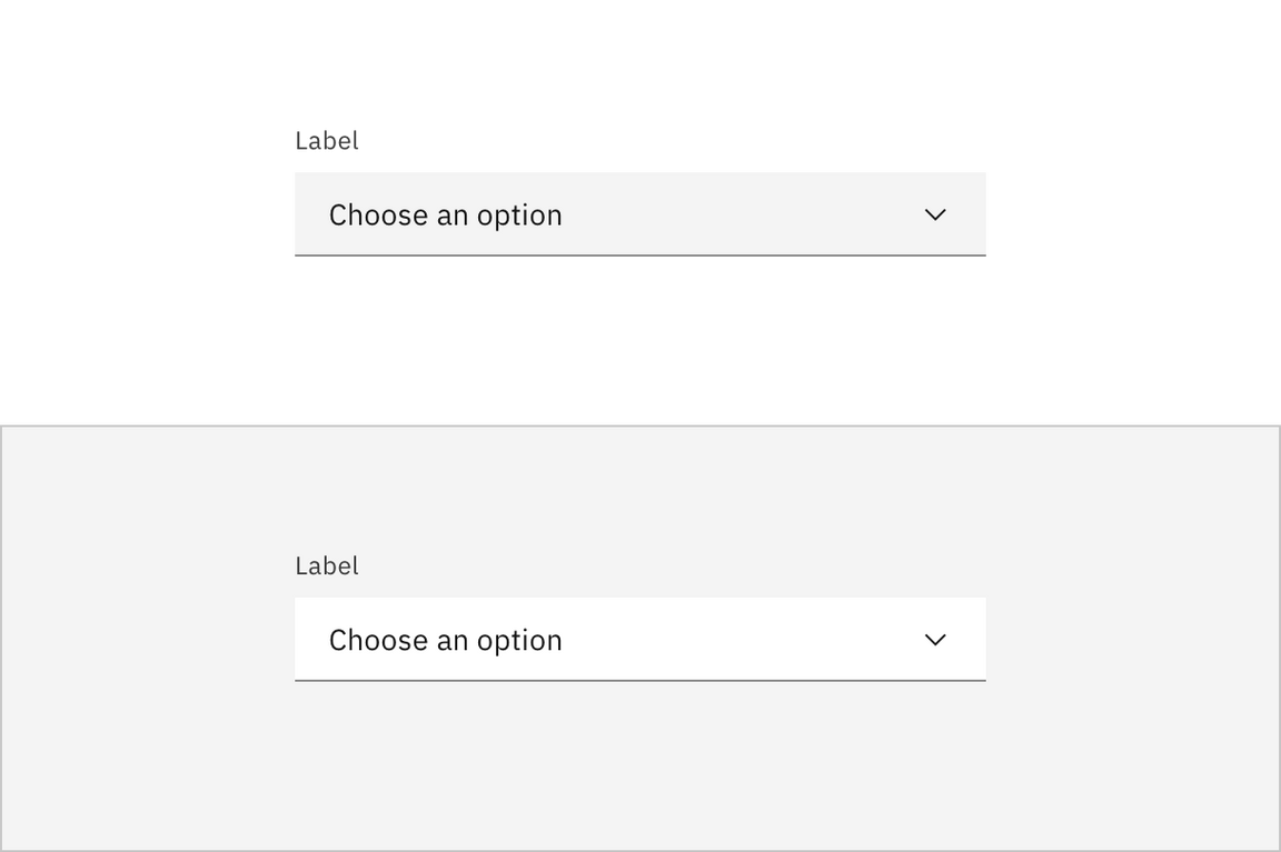 Light prop applied to dropdowns in a filter panel.